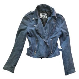 Pam & Gela Women's Suede Jacket in Deep Blue